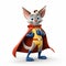 Happy Kangaroo Cartoon Character In Superhero Costume