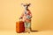 happy kangaroo dressed as a traveller ready for vacation, created with Generative AI technology