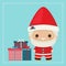 Happy kawaii inspired Santa Claus with gift boxes