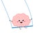 Happy kawaii laughing brain character on swing