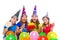 Happy kid girls birthday party balloons candy