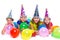 Happy kid girls birthday party balloons and gift