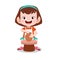 happy kid make clay pottery vector illustration