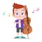 happy kid play cello music vector