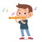 happy kid play flute music vector