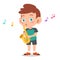 happy kid play saxophone music vector