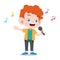 happy kid play sing karaoke music vector