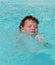 Happy kid swimming