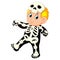 Happy kid wearing skeleton costume