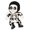 Happy kid wearing skeleton costume
