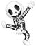 Happy kid wearing skeleton costume