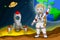 Happy kids cartoon. Astronaut isolated on space vibe background