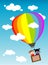 Happy Kids Flying in Hot Air Balloon