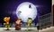 Happy kids halloween in the full moon background