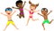 Happy Kids Kid Swimsuit Jumping Isolated