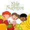 Happy kids with nutrition food