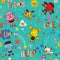 Happy kids pets friends seamless pattern