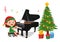 happy kids sing with piano christmas