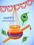 Happy Krishna Janmashtami. Greeting post card. Light background