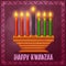 Happy Kwanzaa greetings for celebration of African American holiday festival harvest