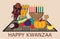 Happy kwanzaa invitation vector for web, card, social media. Happy kwanza celebrated from 26 December to 1 January. Seven candles