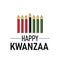 Happy Kwanzaa minimalist greeting card with kinara seven candles and text. Template for African American heritage