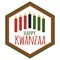 Happy Kwanzaa - text. Greeting card for African-American ethnic holiday heritage with seven traditional colored candles - black,