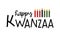 Happy Kwanzaa text logo with simple minimalist icon of Kwanzaa seven candles in Kinara candle holder. Vector