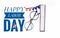 Happy Labor day banner with USA flag star and flag garland with Eyeglasses and thick book isolate on white background