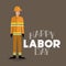 Happy labor day card with firefighter