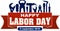 Happy labor day celebrating banner with silhouettes of workers t