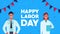 Happy labor day celebration with doctors couple