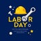 Happy Labor day message Vector, Wrench Design on navy blue