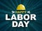 Happy Labor day poster with yellow safety helmet.