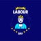 Happy Labour day design with blue and yellow theme vector with l