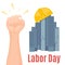 Happy Labour Day, First of May with clenched fist