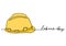 Happy Labour Day. One continuous line drawing of yellow hard hat with lettering Labour Day. Safety hard construction hat icon