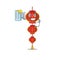 Happy lampion chinese lantern holding a glass with juice