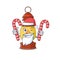 Happy lantern Scroll Cartoon character in Santa with candy