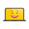 Happy laptop computer isolated emoticon