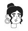 Happy latina woman wearing hoops monochrome flat linear character head