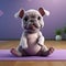 Happy Lavender Baby Bulldog Yoga Pose 3d Render