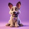 Happy Lavender Baby German Shepherd Sitting - Photorealistic 3d Render