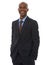 Happy, lawyer and portrait of black man in suit with confidence and pride in white background of studio. Legal