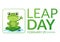 Happy Leap Day on 29 February with Cute Frog in Flat Style Cartoon Hand Drawn Background Templates Illustration