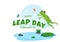 Happy Leap Day on 29 February with Cute Frog in Flat Style Cartoon Hand Drawn Background Templates Illustration