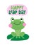 Happy leap day - leap year 29 February calendar page with cute frog.