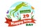 Happy Leap Day Vector Illustration on 29 February with Jumping Frogs and Pond Background in Holiday Celebration Flat Cartoon