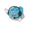 Happy lego brick toys mascot design style wearing headphone