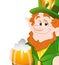 Happy Leprechaun Drinking Beer